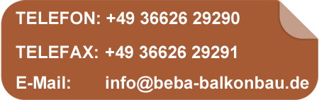 Telefonnummer und Kontaktinfo für die BEBA Balkonbau UG